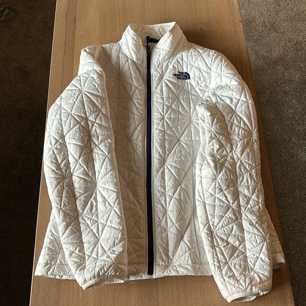 The North Face white quilted coat size L